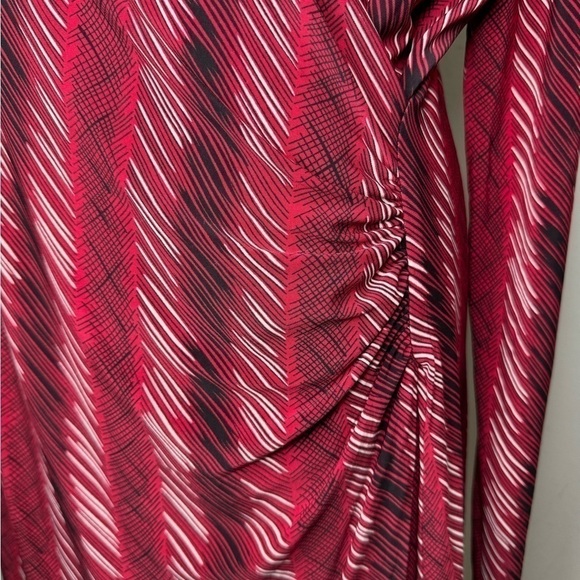 NORMA KAMALI Red Micro Striped Faux Wrap Dress size XXL - Picture 9 of 10